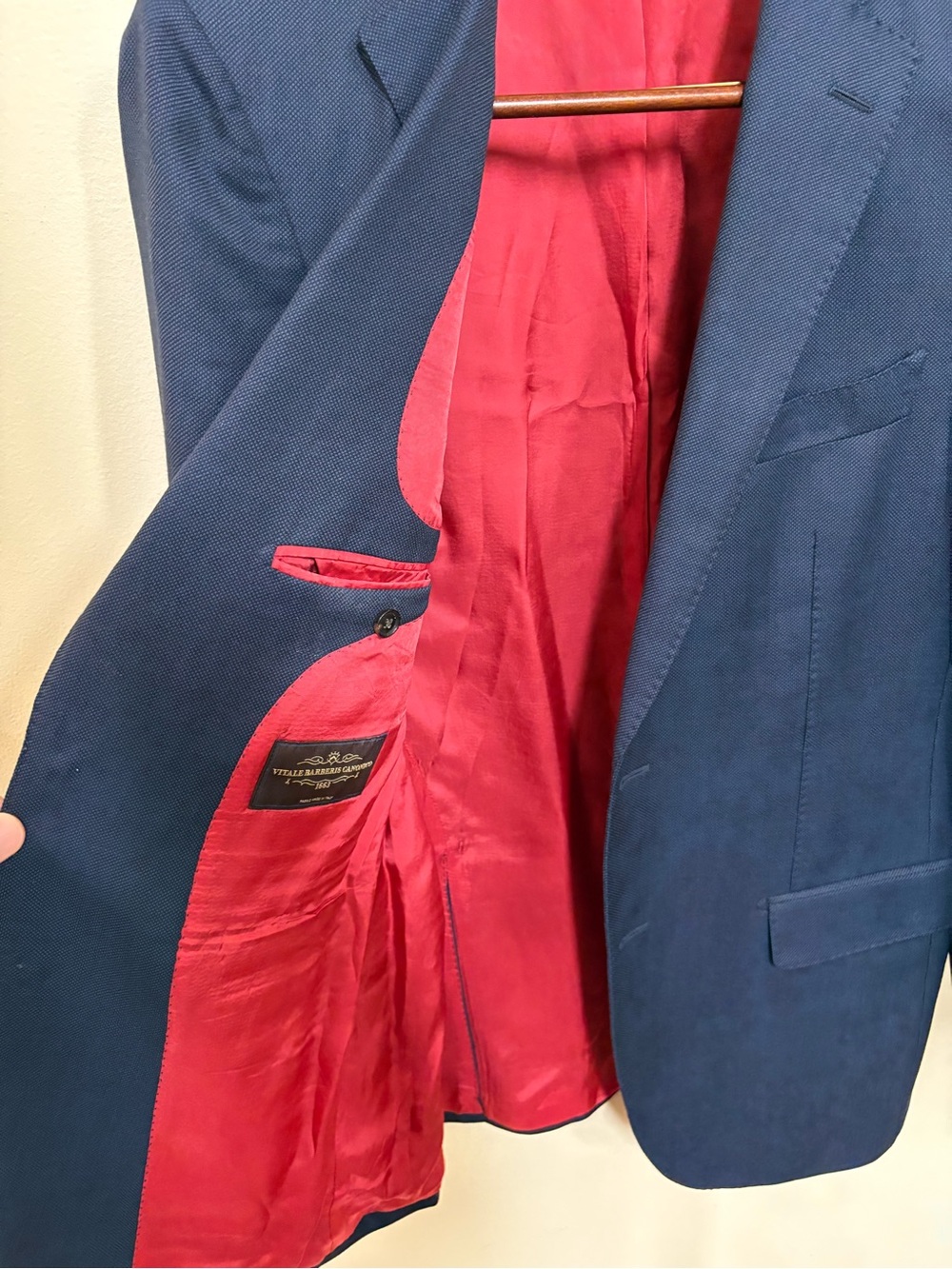 Suitsupply Sienna 40L Navy + Black Birdseye 100% VBC Wool Canvassed Jacket - Picture 11 of 12